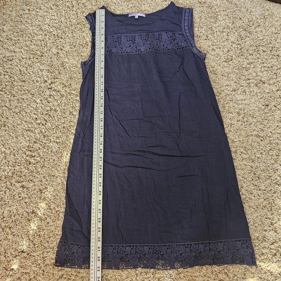 Lulu's Sleeveless Shift Navy Blue Cotton Blend Lace Accents Summer Short Dress M - Picture 6 of 11